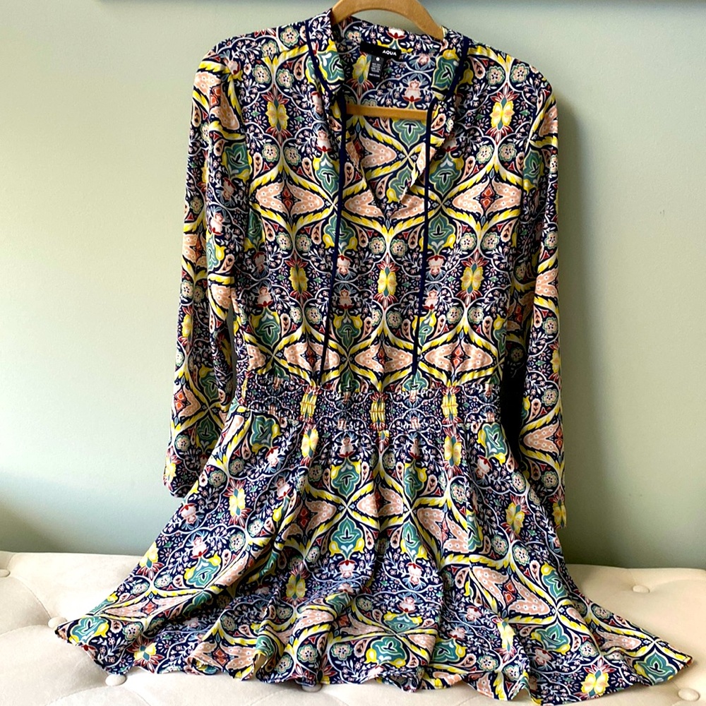 Aqua long sleeve dress